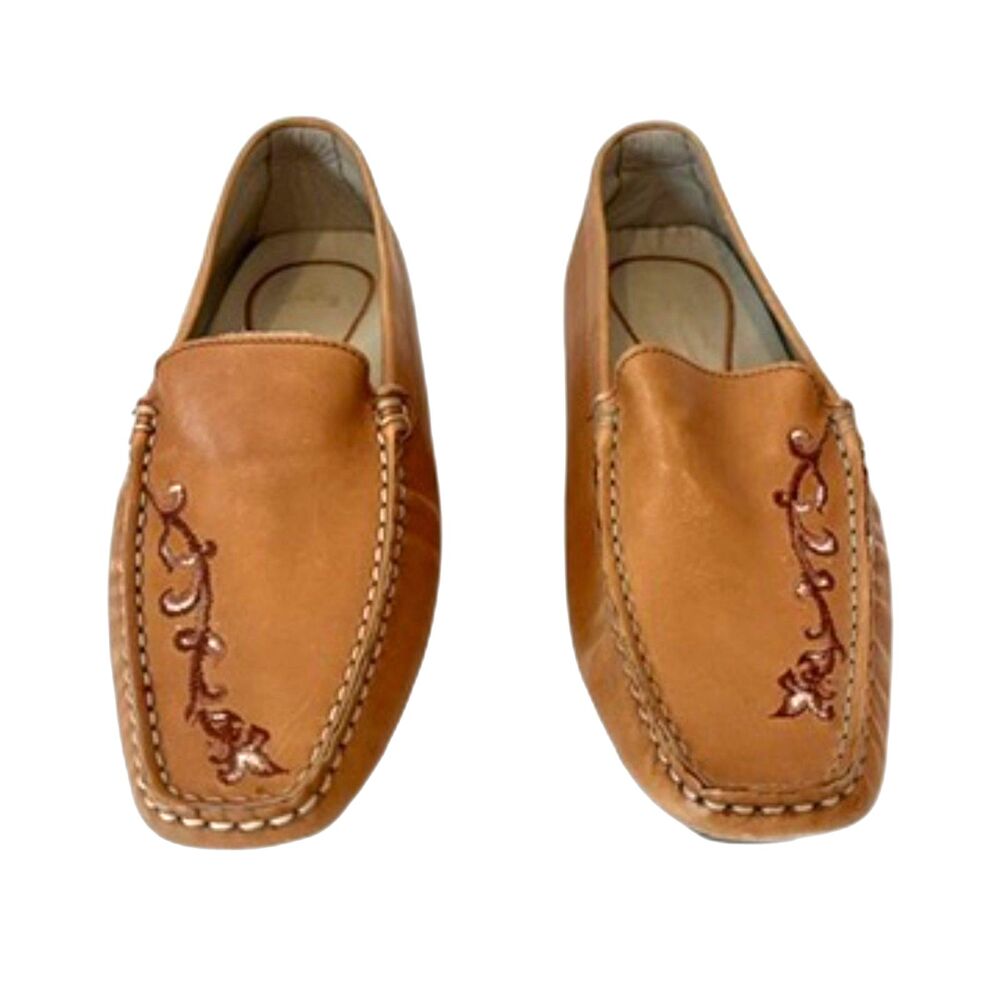 Michael Toschi Italy Women's Driving Moccasins Brown Leather Size 6.5/37